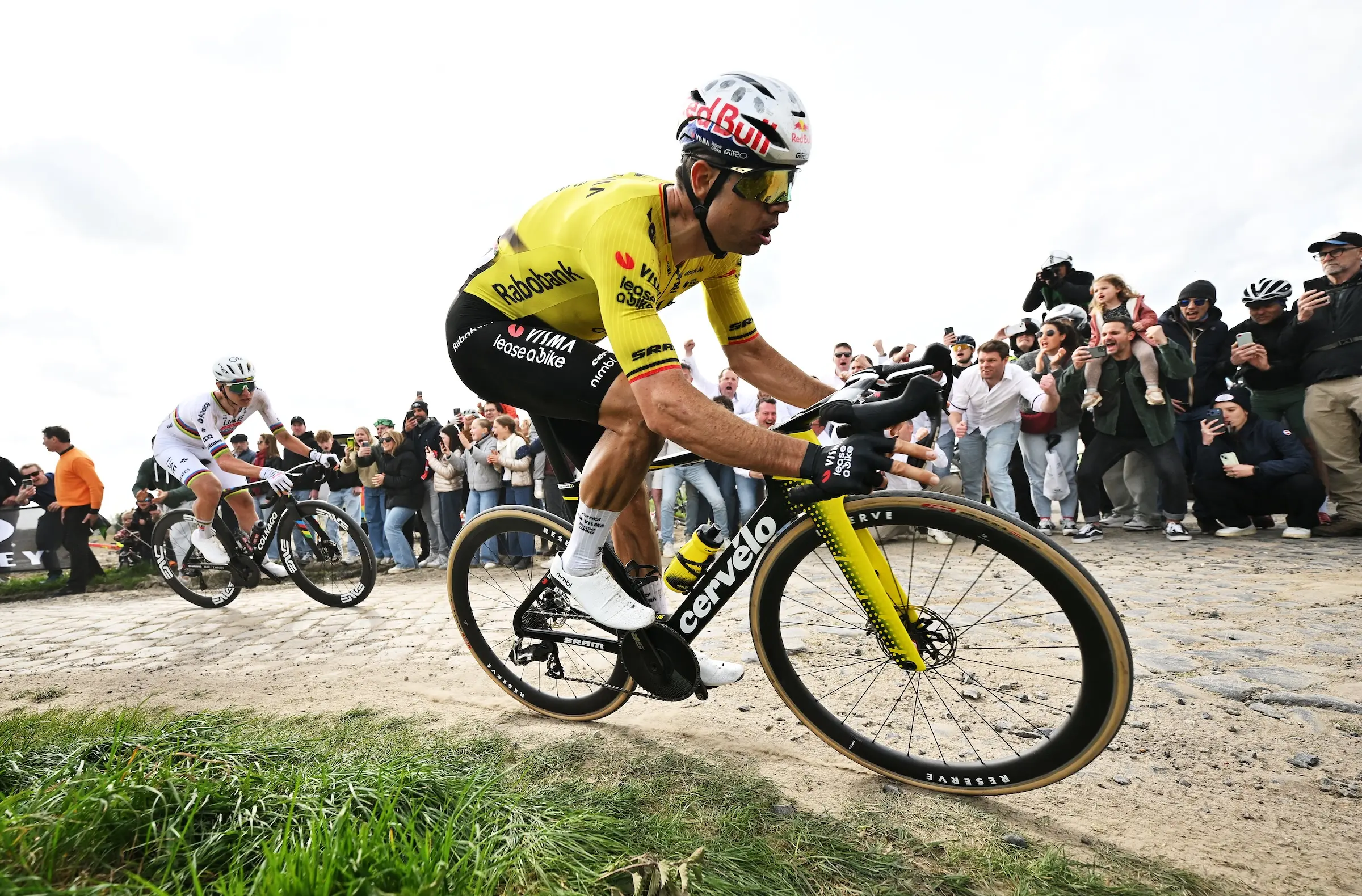 Wout van Aert on the cobbles at Paris-Roubaix 2026