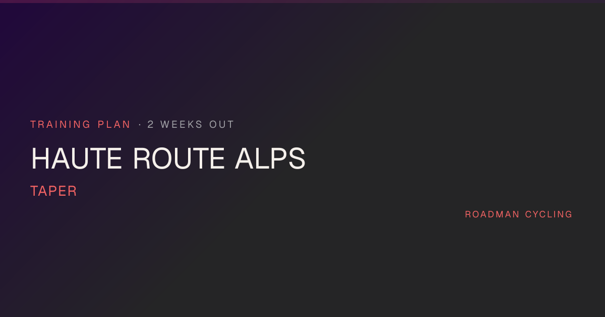 Haute Route Alps Training Plan — 2 Weeks Out | Roadman Cycling